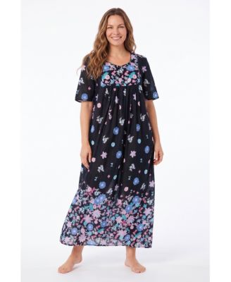 Only Neccessities Plus Size Only Necessities Bib-Front Short Sleeve Maxi Lounger