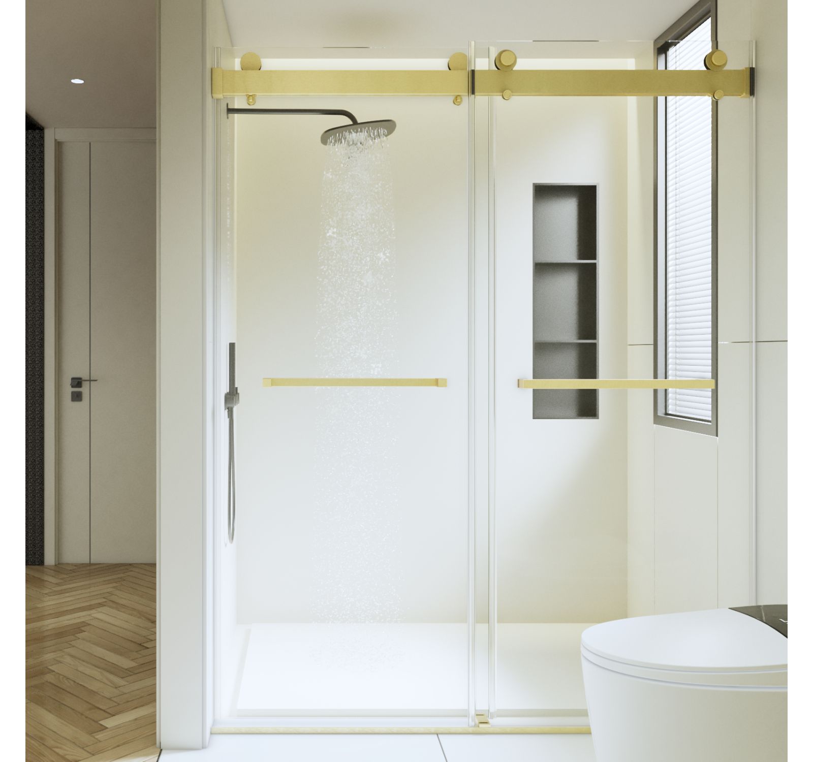 Streamdale Furniture Adjustable Semi-Frameless Sliding Shower Door