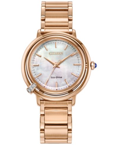 Женские часы Citizen Eco-Drive L Arcly с бриллиантами, розовое золото, сталь, 31mm