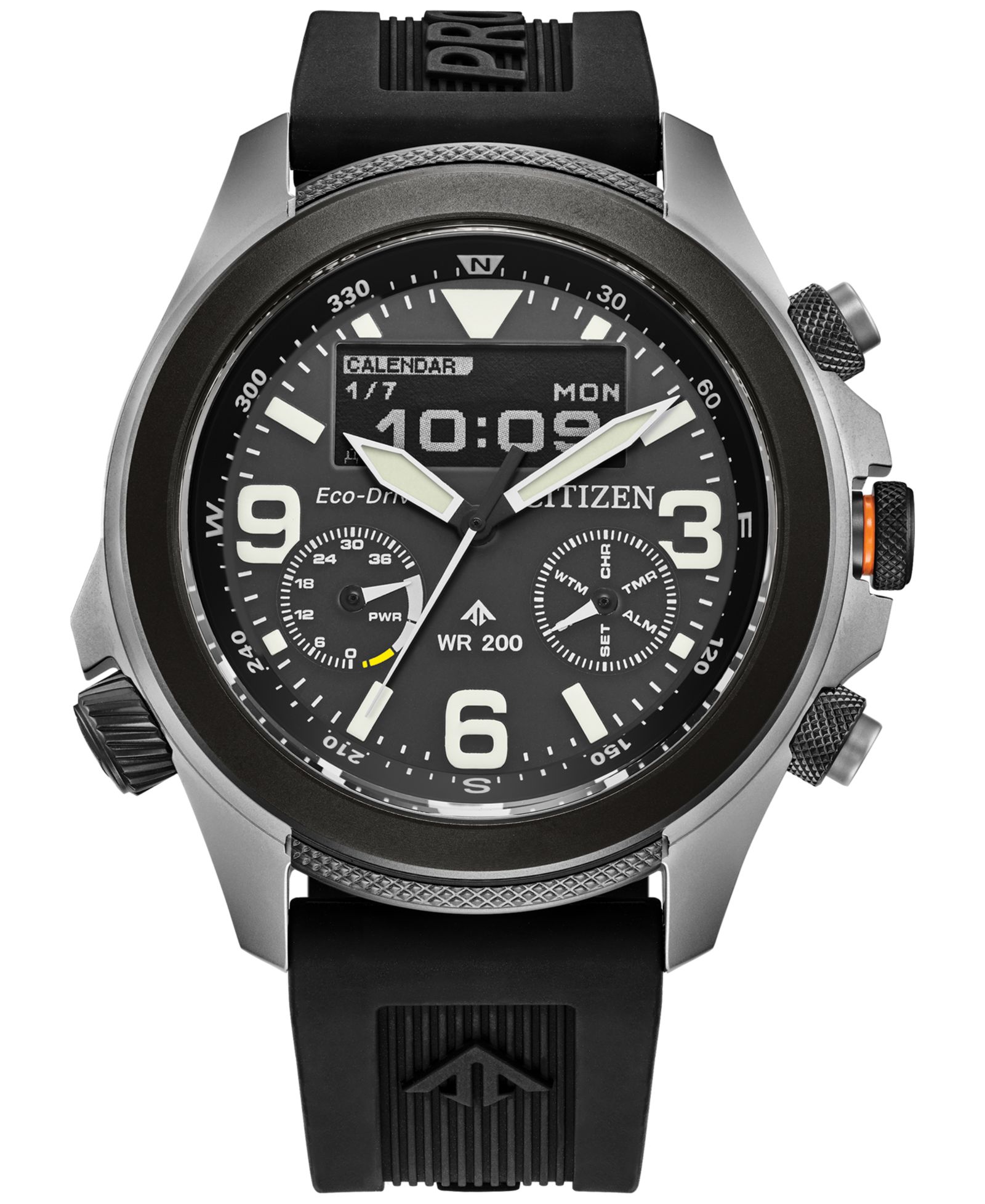 Citizen Eco-Drive Men's Chronograph Promaster Land Black Rubber Strap  Watch 44mm