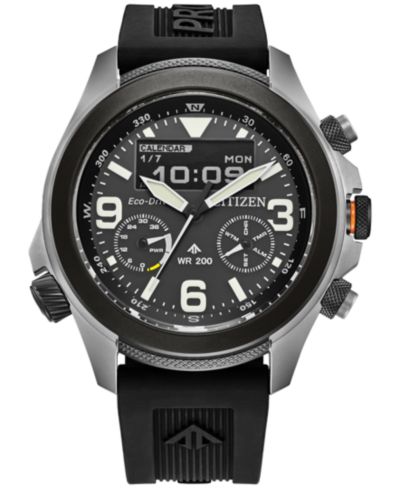 Citizen Eco-Drive Мужские хронограф часы Promaster Land с черным резиновым ремешком, 44mm