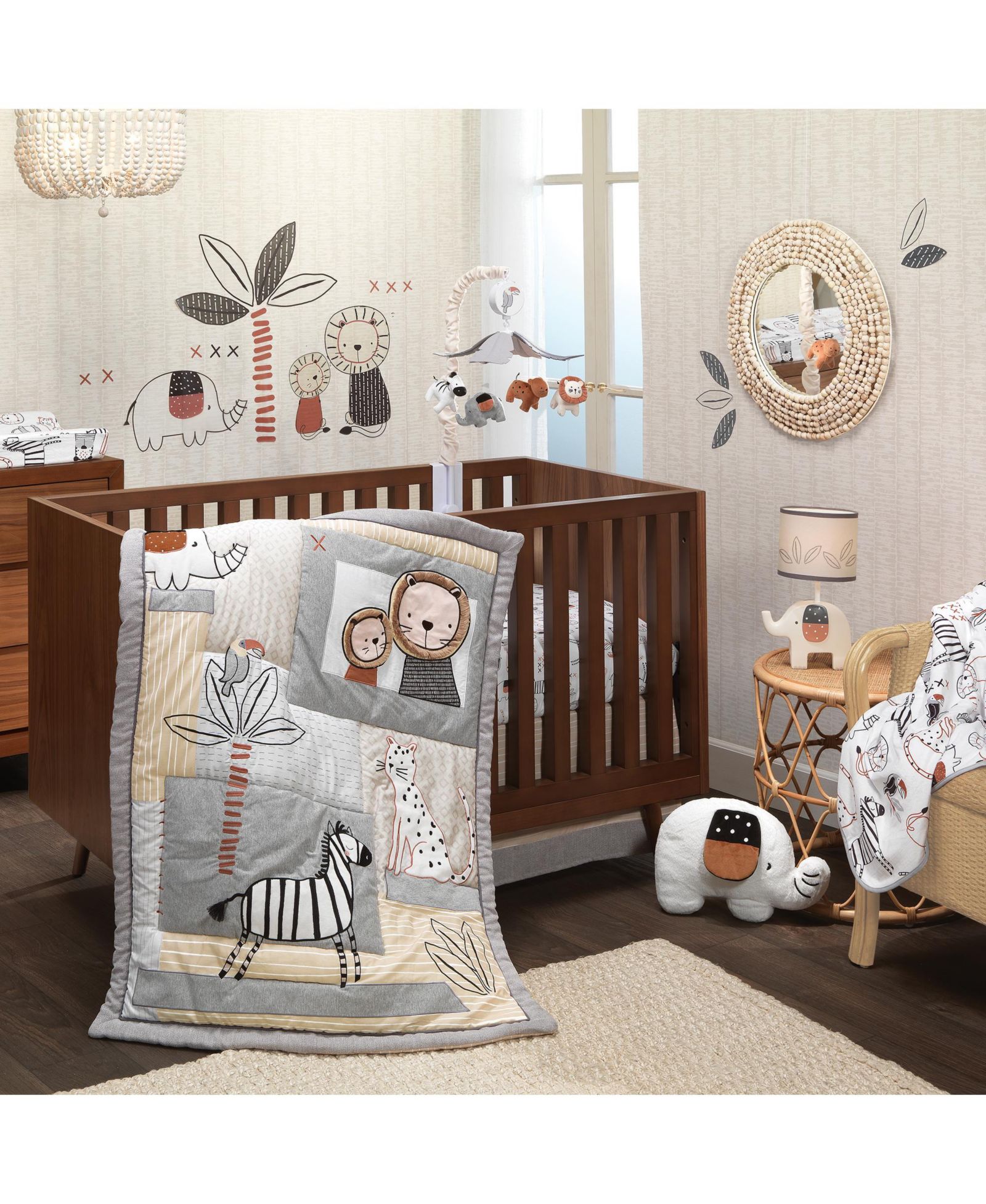 Lambs & Ivy Lambs and Ivy Patchwork Jungle 5-Piece Nursery Baby Crib Bedding Set