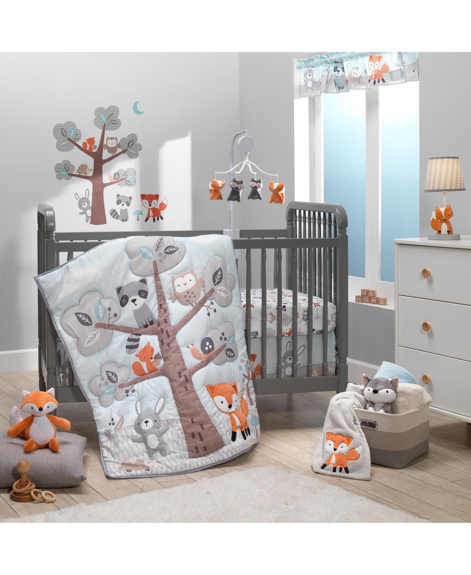 Комплект постельного белья Bedtime Originals Woodland Friends Animals Mint/Gray, 5 предметов