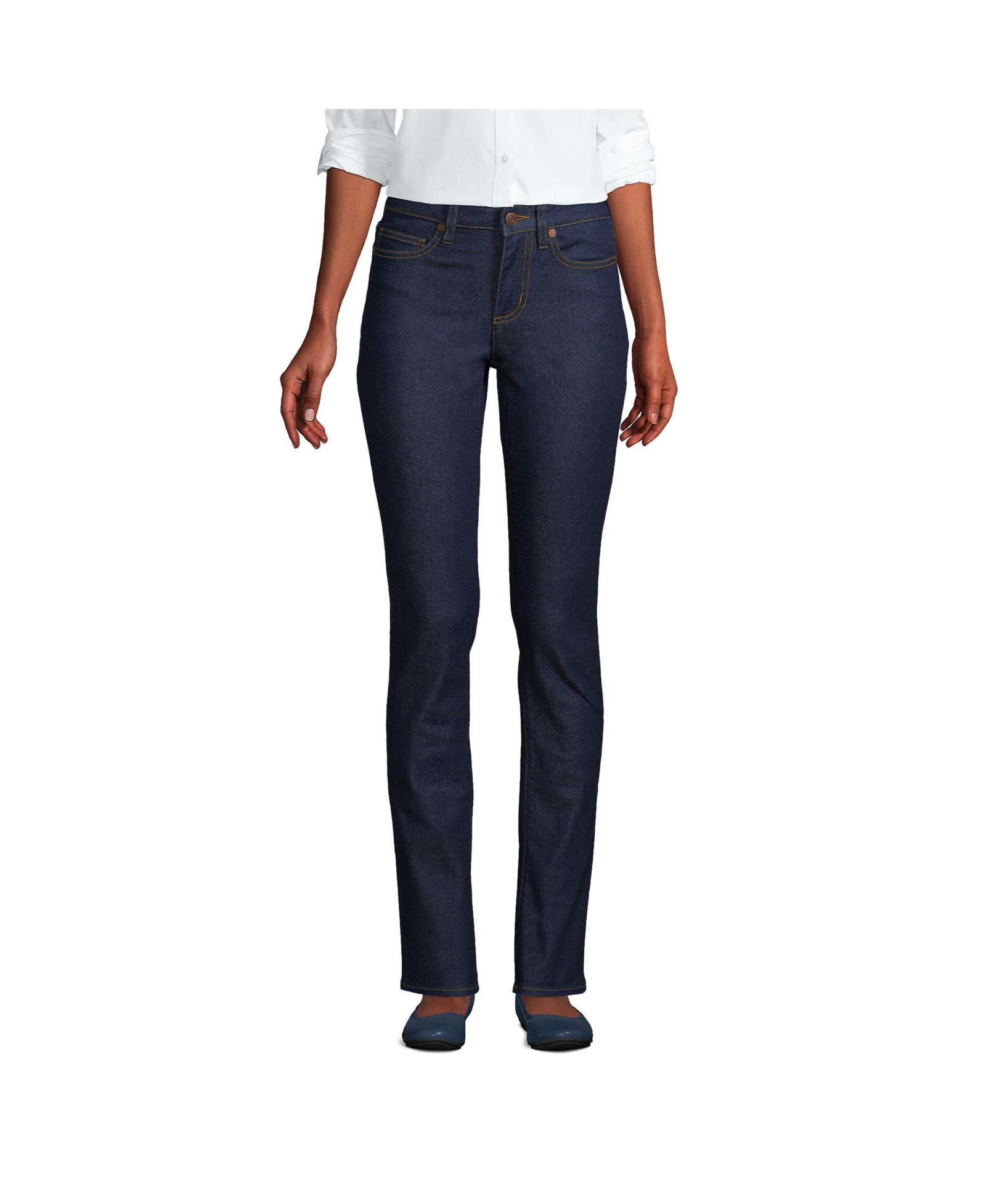 Lands' End Women's Recover Mid Rise Straight Leg Blue Jeans