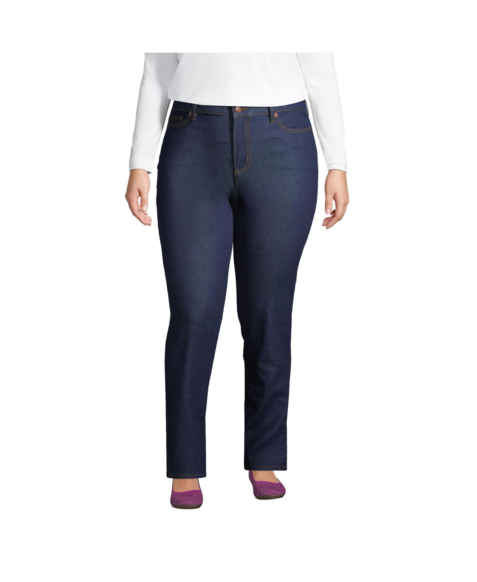 Женские джинсы Lands' End Mid Rise Straight Leg, Blue