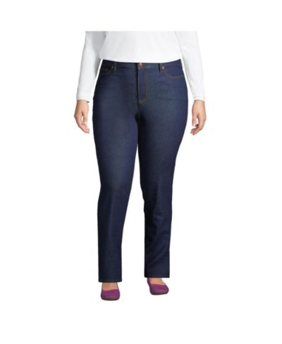 Lands' End Women's Mid Rise Straight Leg Blue Jeans
