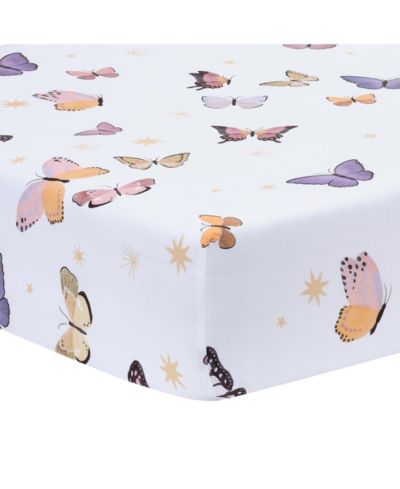 Lambs & Ivy Lambs and Ivy Butterfly Dreams Breathable 100% Cotton Fitted Baby Crib Sheet