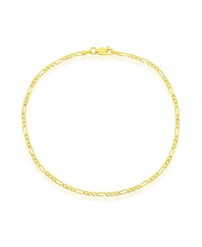 Simona Sterling Silver 2mm Figaro Anklet - Gold Plated