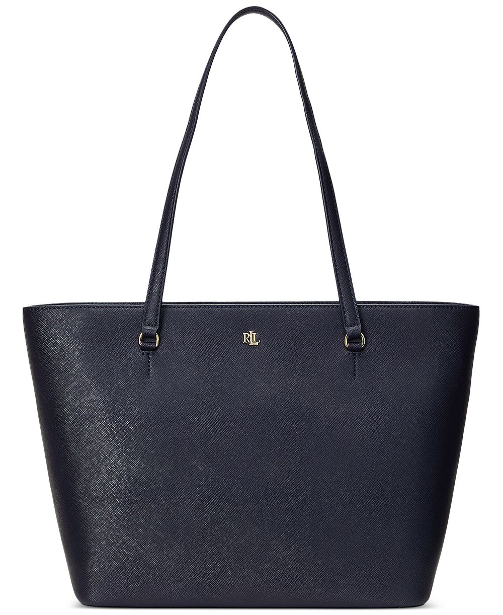 Lauren Ralph Lauren Женская сумка-шоппер Karly из кожи с узором Crosshatch