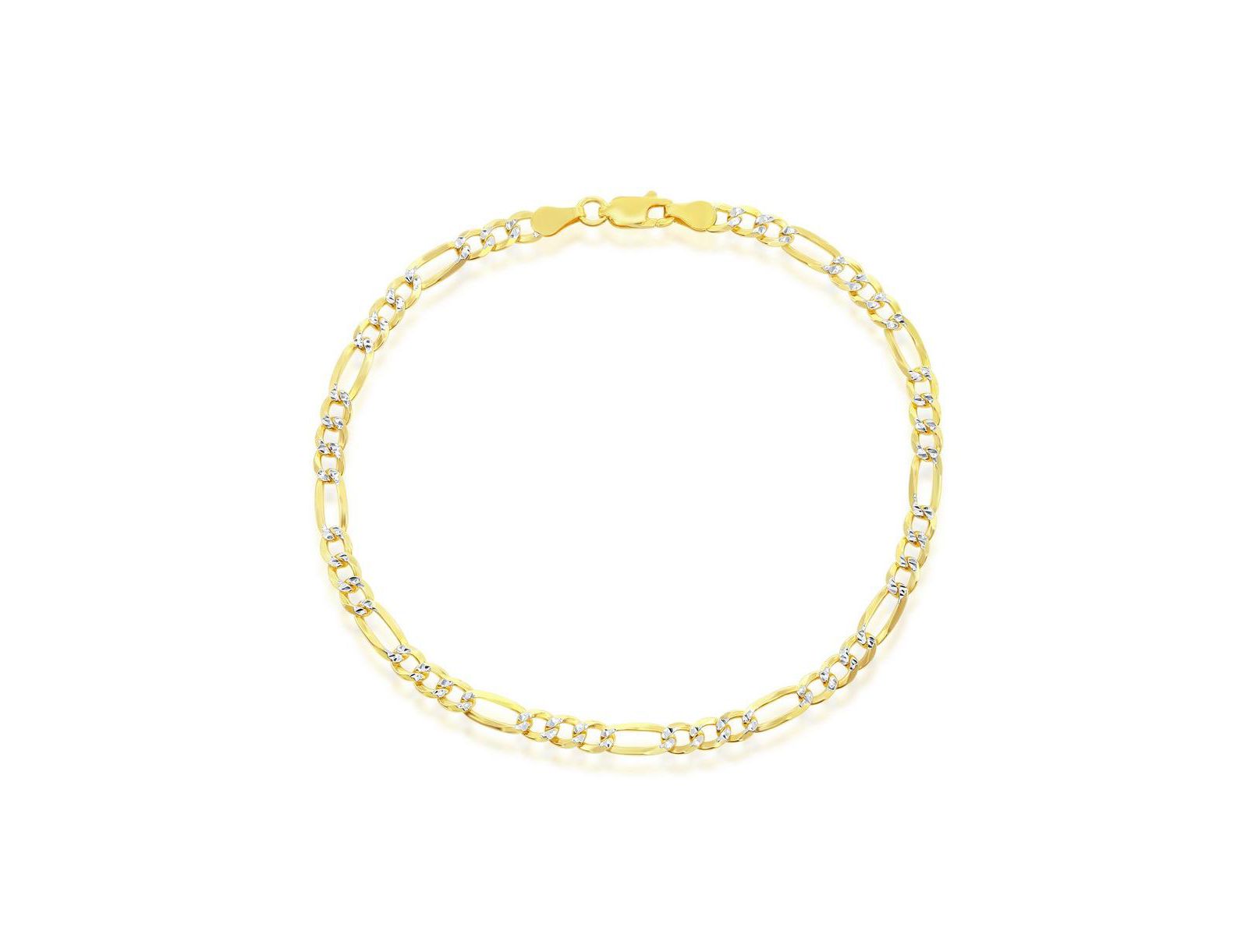 Simona Sterling Silver 4mm Pave Figaro Bracelet - Gold Plated