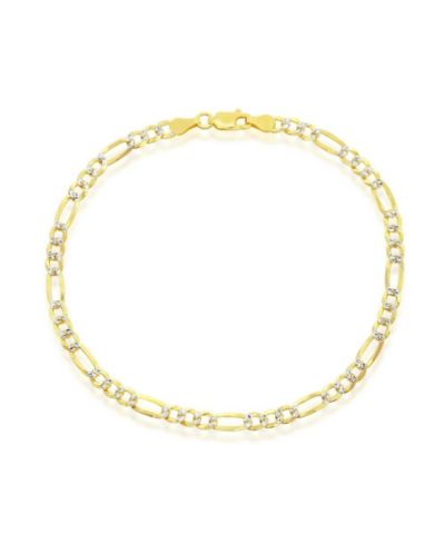 Simona Sterling Silver 4mm Pave Figaro Bracelet - Gold Plated