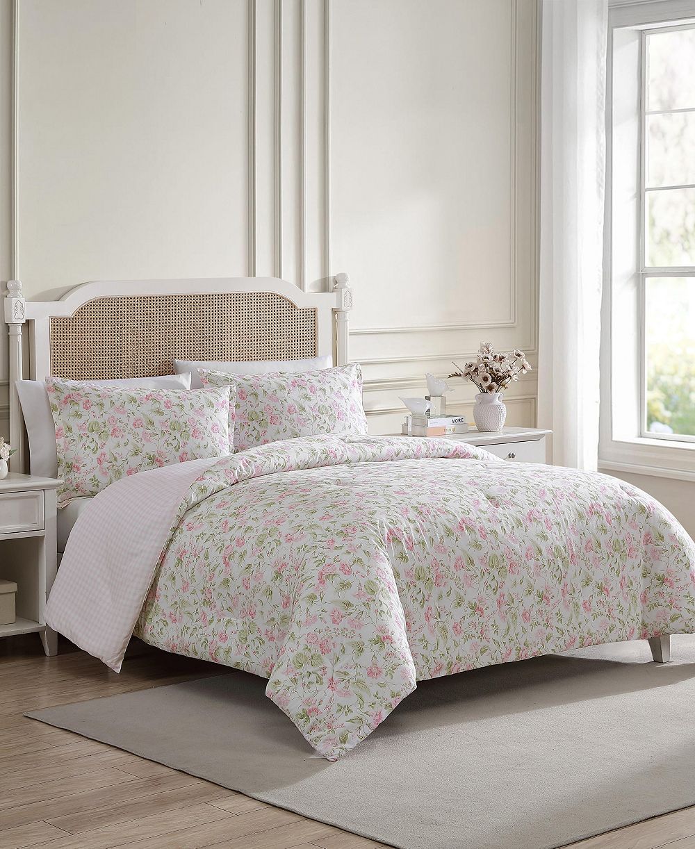 Laura Ashley Morning Gloria Reversible 3 Piece Comforter Set, King