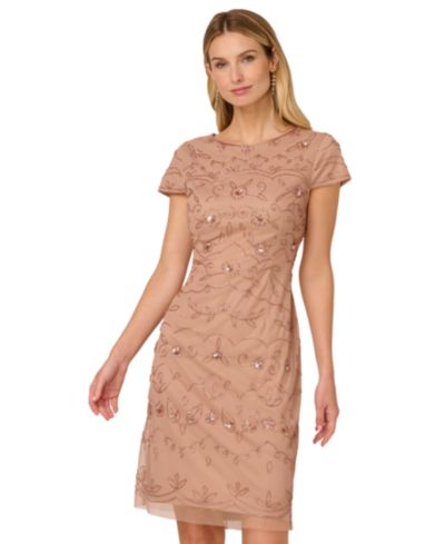Женское платье Adrianna Papell Boat-Neck Beaded Sheath