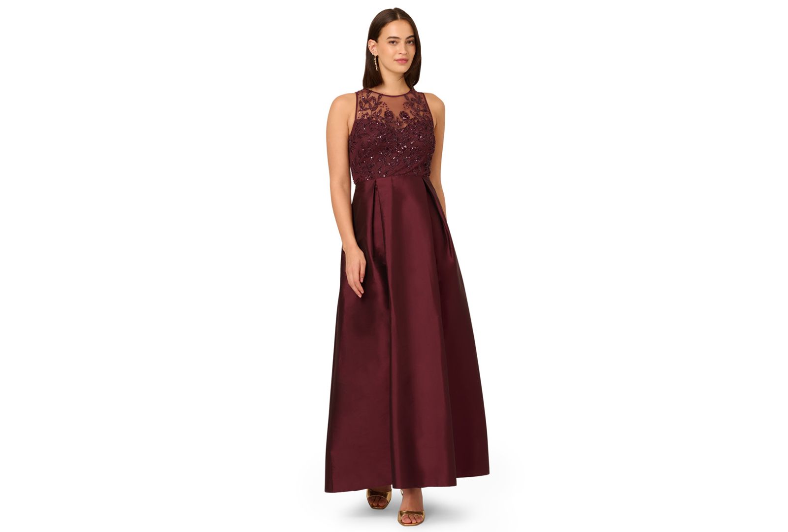 Женское вечернее платье Adrianna Papell Beaded Taffeta Ball Gown