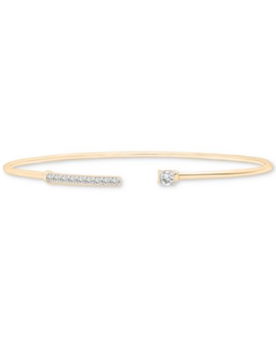 Wrapped™ Diamond Wire Cuff Bangle Bracelet (1/4 ct. t.w.) in 14k Gold, Created for Macy's