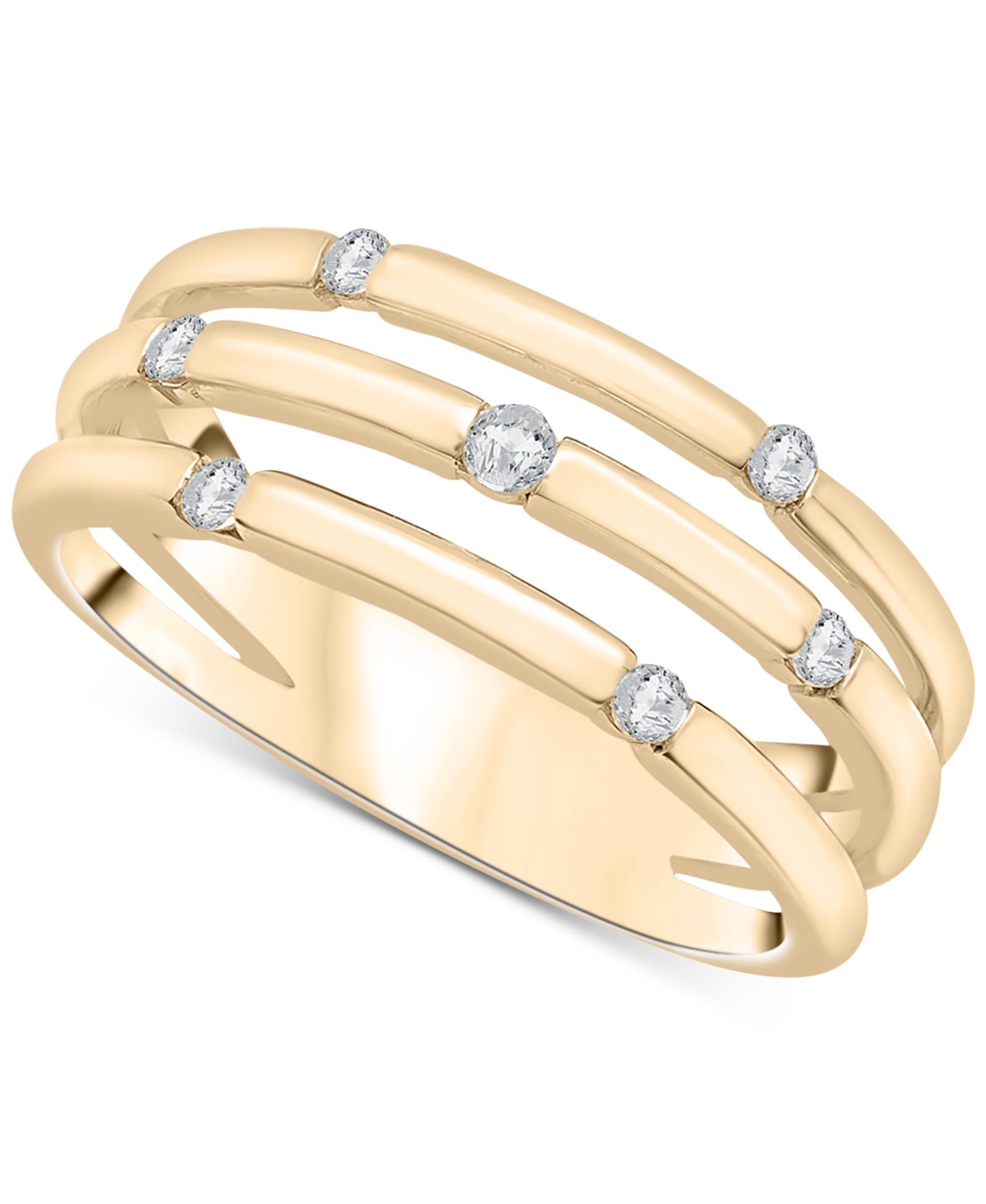 Кольцо Wrapped™ Diamond Three Row Stack Look из 10k Gold