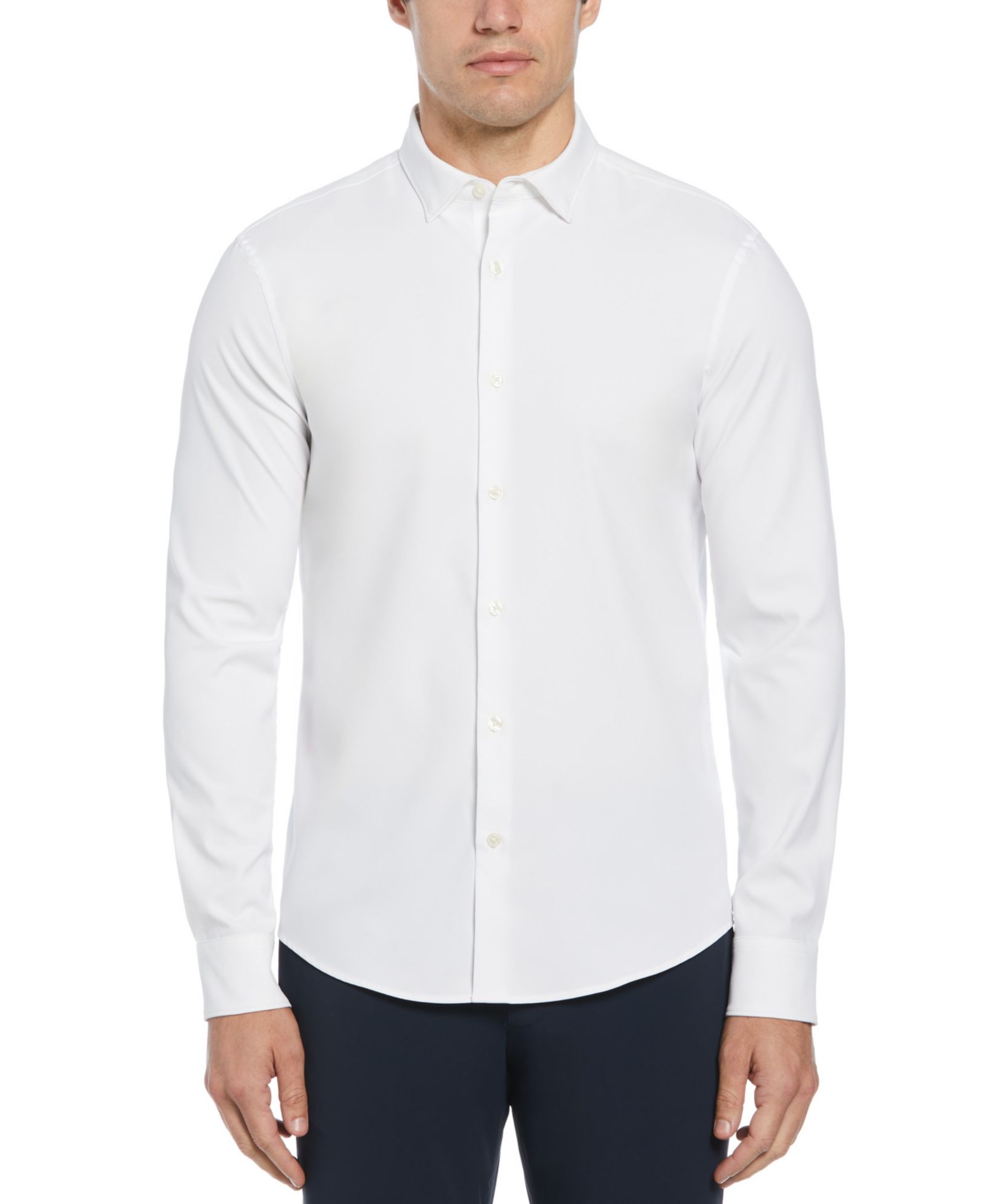 Perry Ellis Men's Slim-Fit Stretch Solid Button-Down Twill Shirt