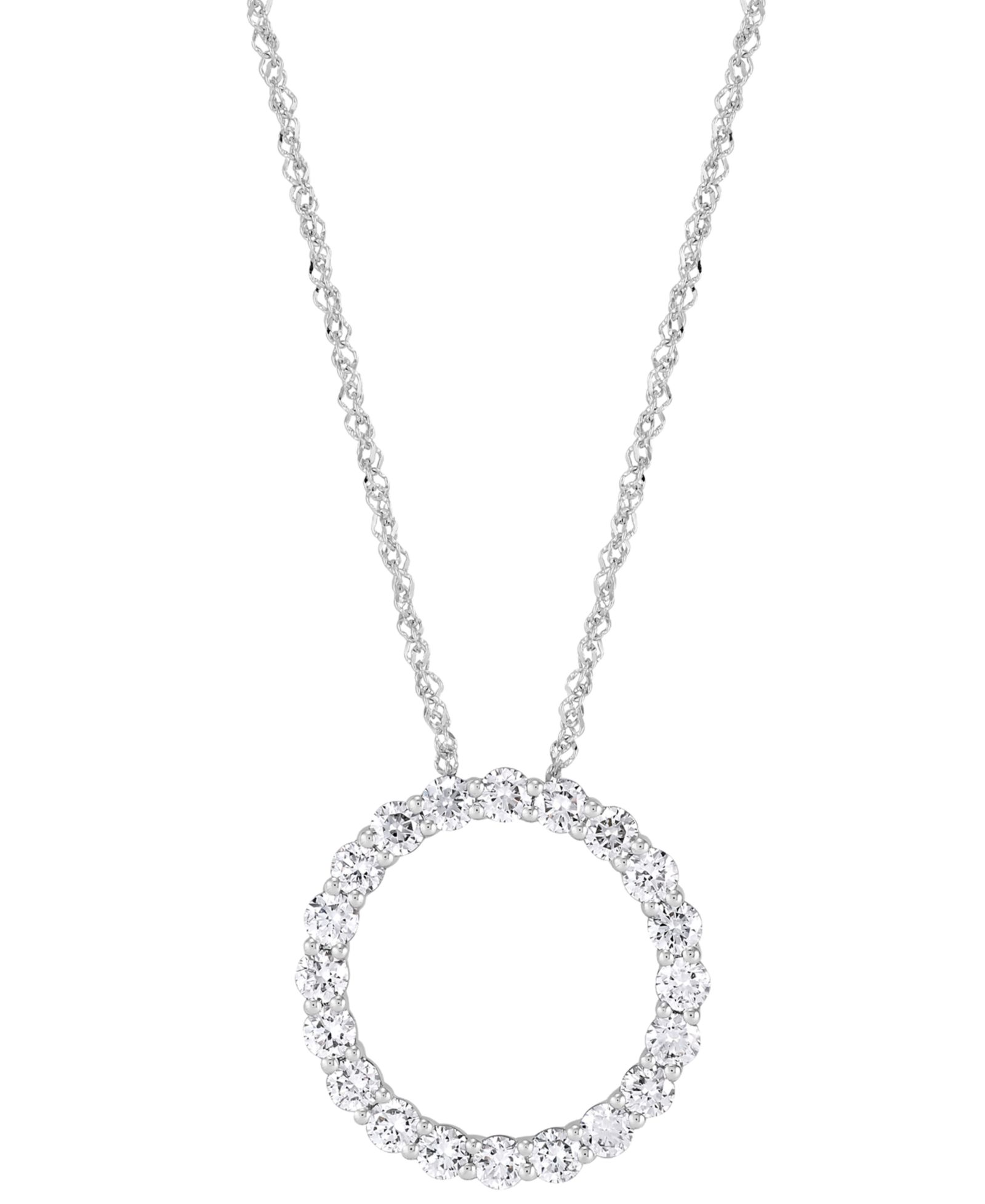 Grown With Love Подвеска-кулон с бриллиантом Lab Grown Diamond Circle 1 ct. t.w., 14k White or Yellow Gold, 16" + 2" extender