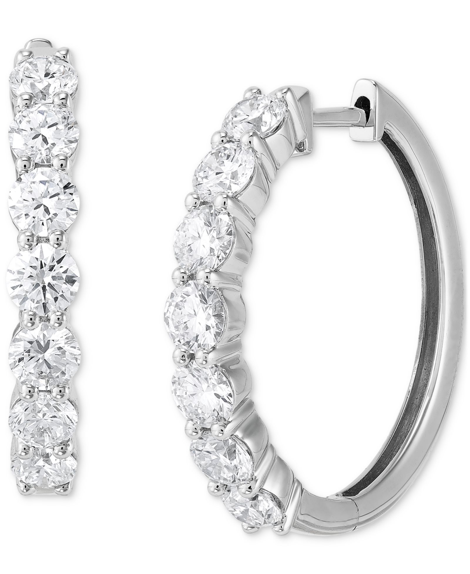 Серьги-кольца с небольшими бриллиантами Lab Grown Diamond в 14k White or Yellow Gold