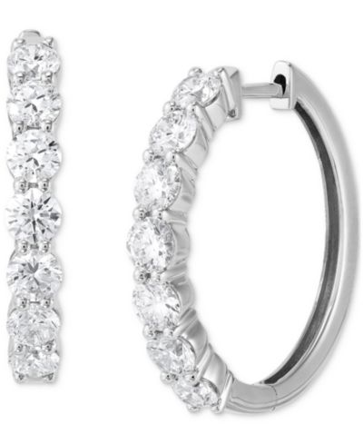 Серьги-кольца с небольшими бриллиантами Lab Grown Diamond в 14k White or Yellow Gold
