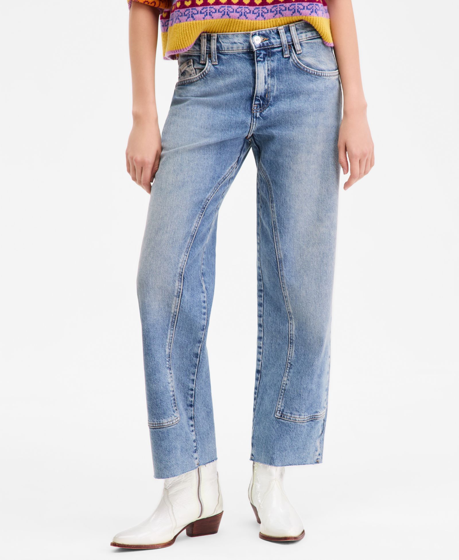 Free People Women's We The Free Risk Taker Mid-Rise Straight-Leg Jeans