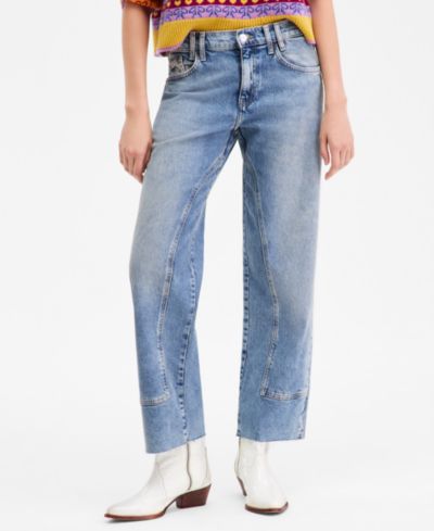 Free People Women's We The Free Risk Taker Mid-Rise Straight-Leg Jeans