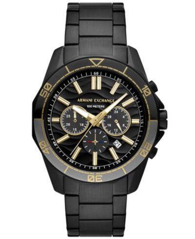 Мужские кварцевые хронограф часы A|X Armani Exchange Black Stainless Steel 44MM