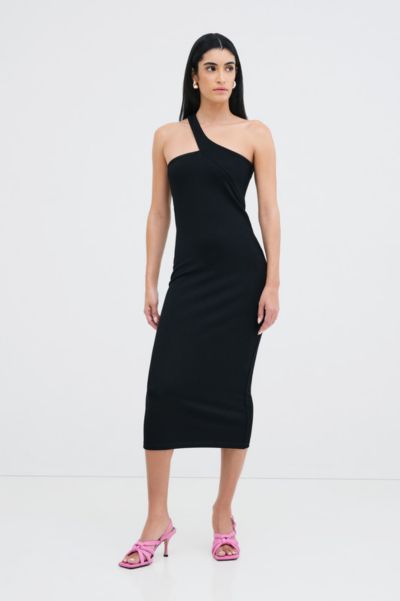 Marcella Women's Cameron Fitted One-Shoulder Geometric Strap Midi Dress