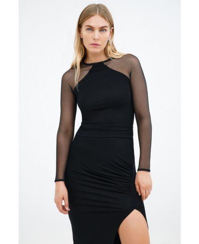 Marcella Women's Skylar Mesh-Sleeve Fitted Jersey Cocktail Top