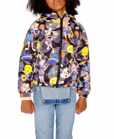 Girl's Heavy Quilted Puffer in New Looney Mash Jacket