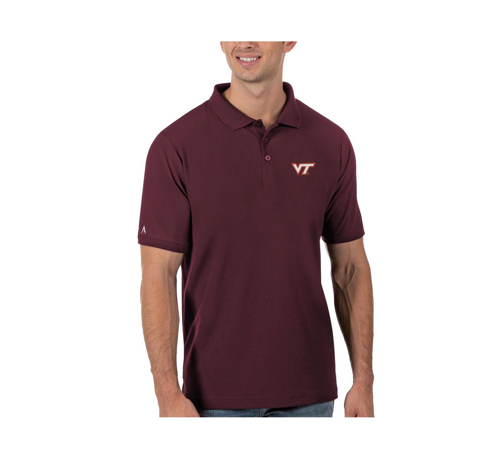 Antigua Men's Maroon Virginia Tech Hokies Team Legacy Pique Polo