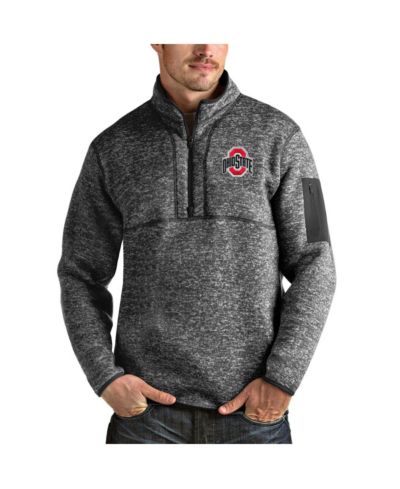 Мужской флисовый пуловер Antiqua Heather Charcoal Ohio State Buckeyes с полумолнией