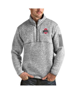 Antigua Мужская куртка-пуловер на молнии цвета Heather Gray Ohio State Buckeyes