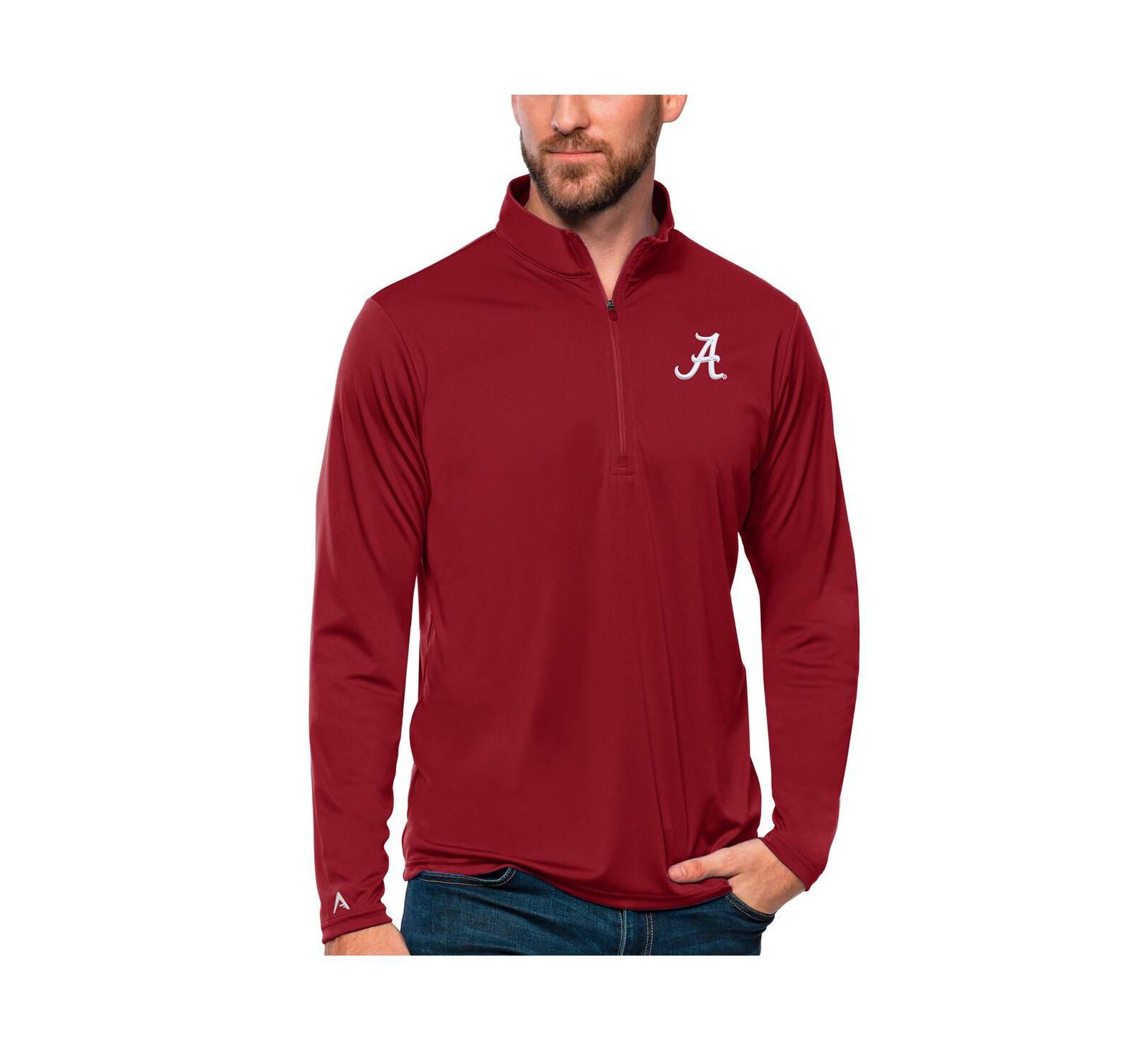 Antigua Мужская малиновая кофта Antigua Alabama Crimson Tide Tribute Quarter-Zip