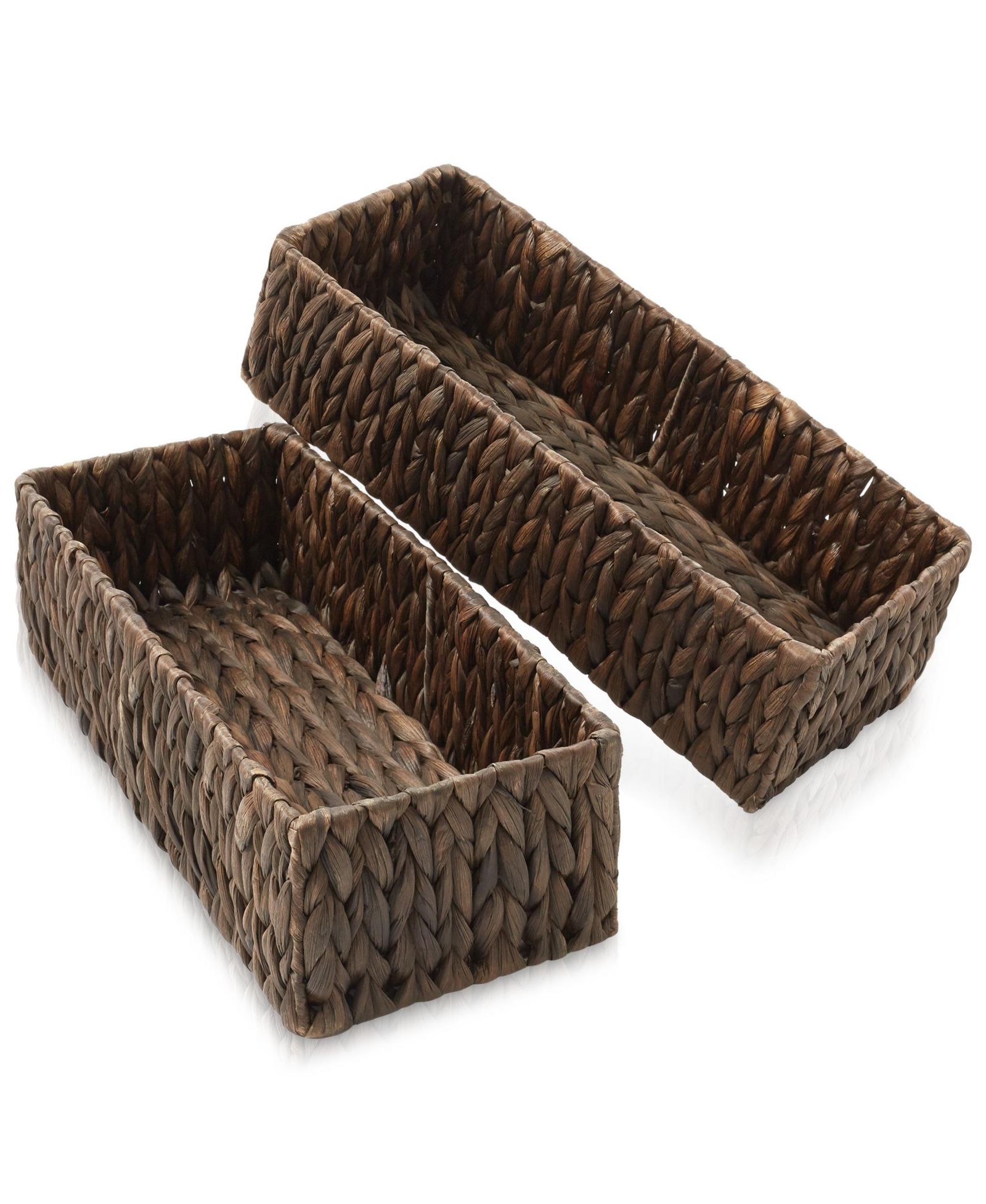 Casafield Set of 2 Woven Seagrass Bathroom Storage Baskets, 16" W x 6.75" D x 4.25" H for Toilet Paper, Tissue, Shelving