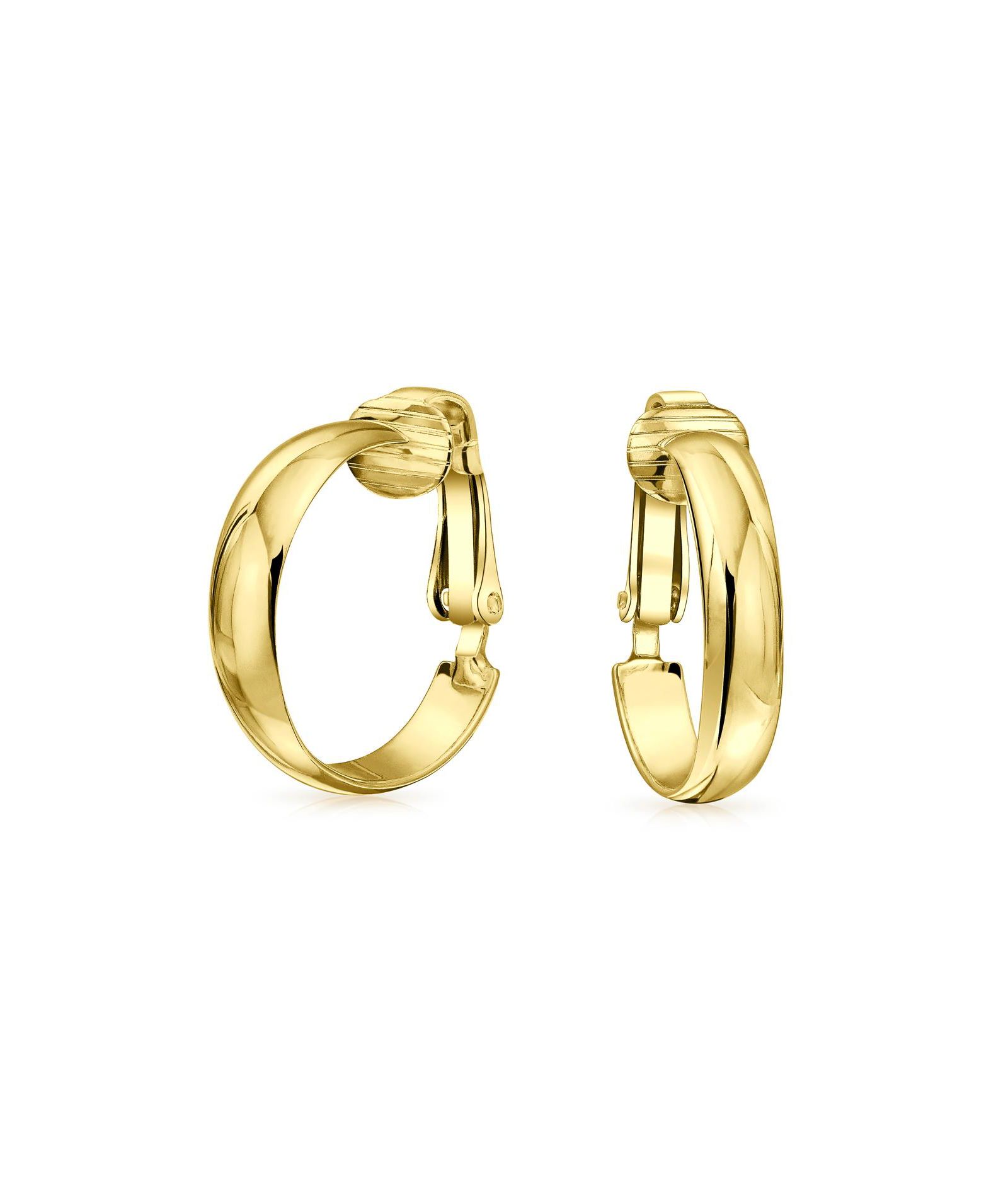 Серьги-кольца Bling Jewelry Classic Basic, позолоченное стерлинговое серебро,.75 Diameter