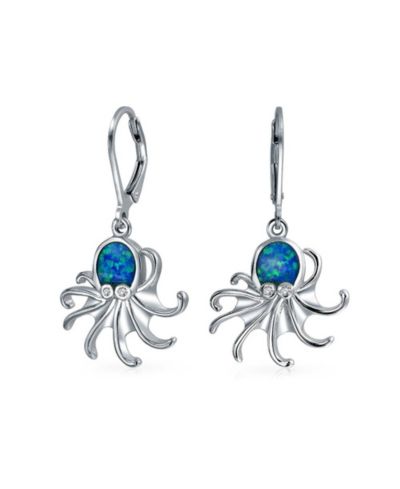 Серьги Bling Jewelry с осьминогом и синим опалом из стерлингового серебра