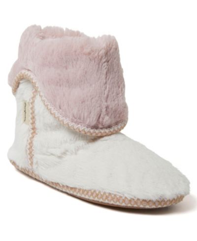 Dearfoams Women's Beth Faux Fur Fold Down Fuzzy Bootie House Slipper Boot
