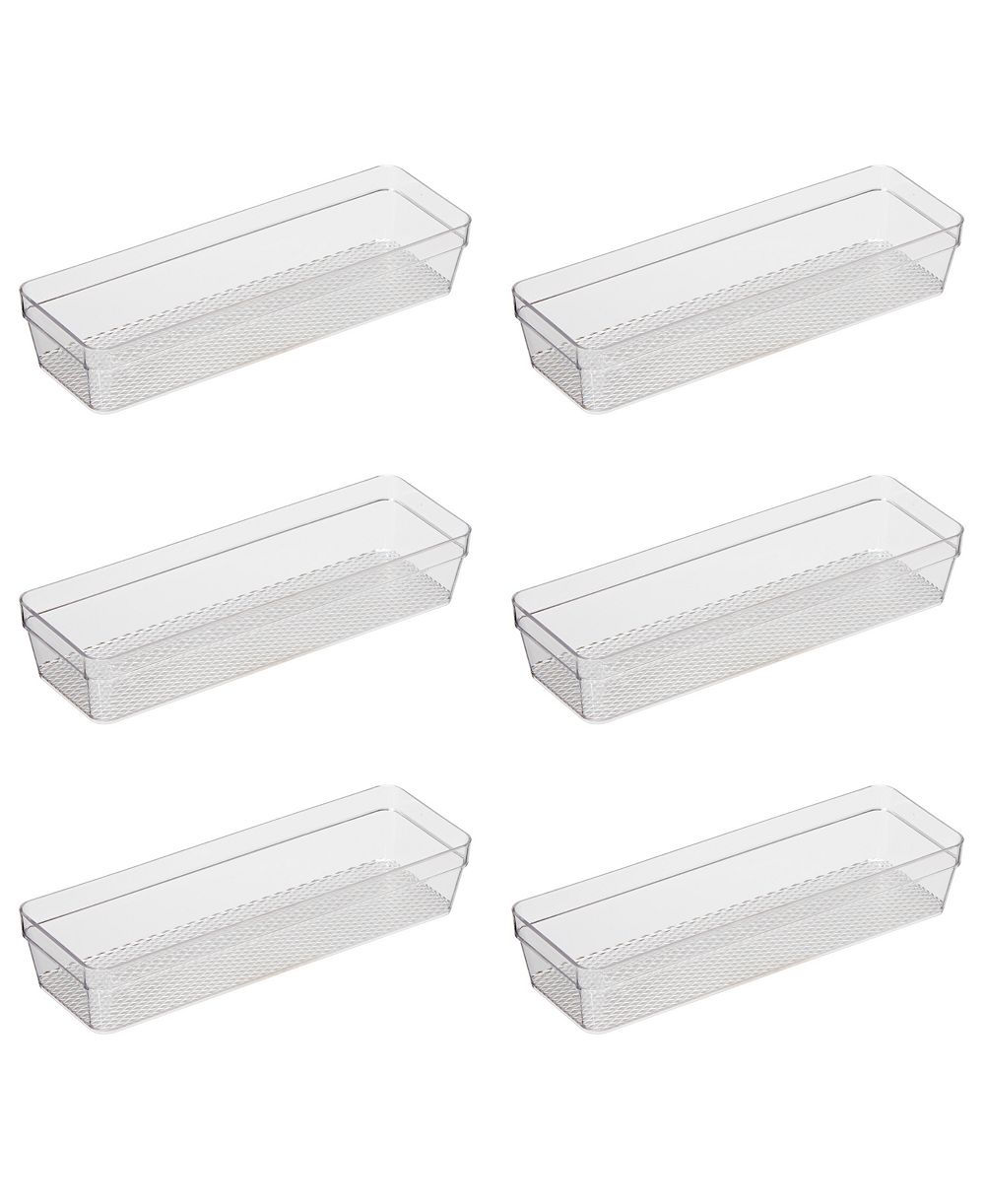 OGGI Set of 6, 3" X 9.5" Clear Drawer Organizer