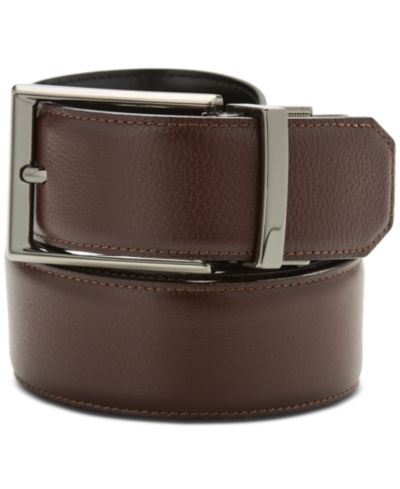 Мужской кожаный ремень с двойной прошивкой Perry Ellis Portfolio