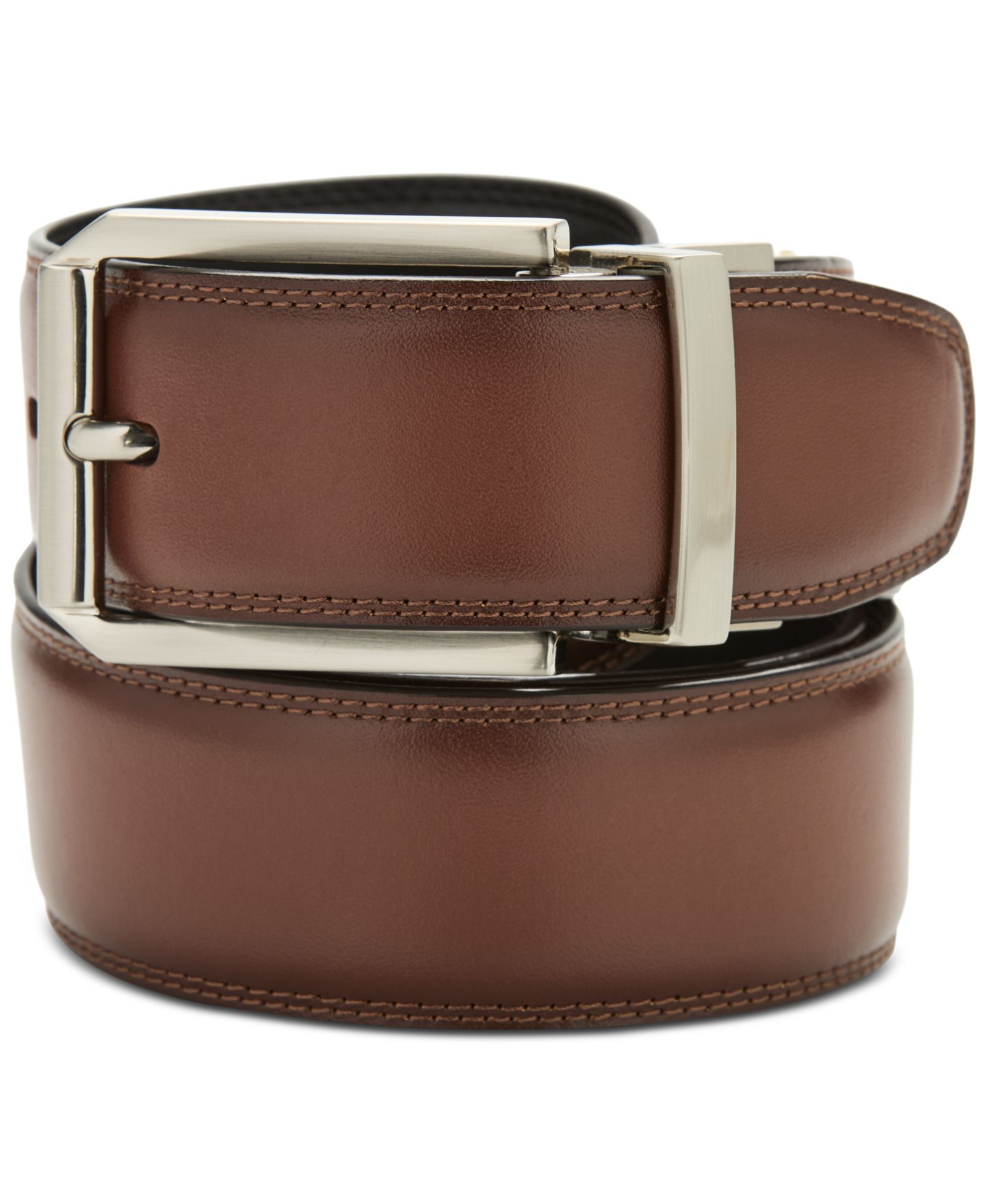 Мужской кожаный ремень Perry Ellis Portfolio Halfmoon