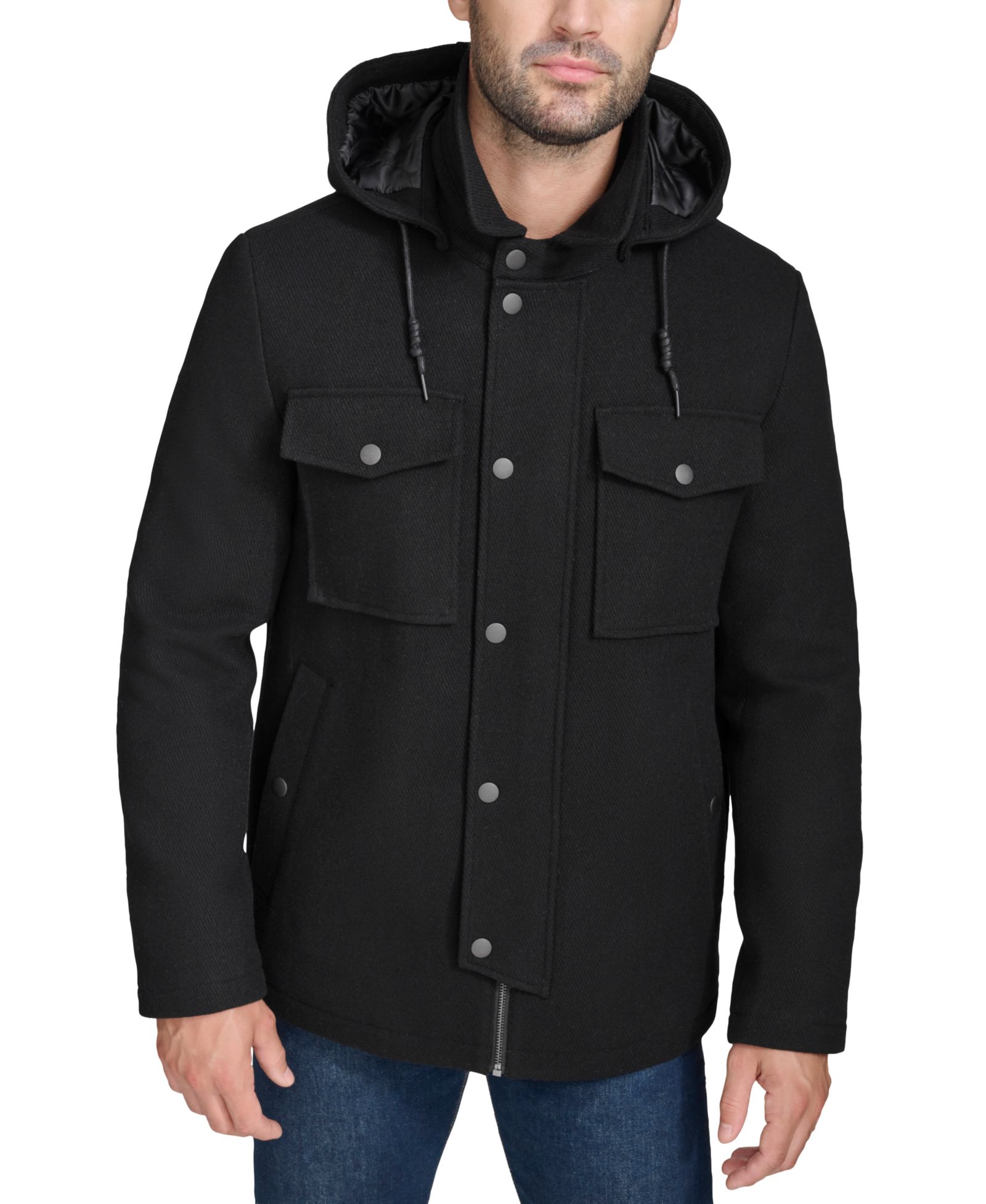 Мужская полевая куртка Cole Haan Full-Zip Twill с отстегивающимся капюшоном