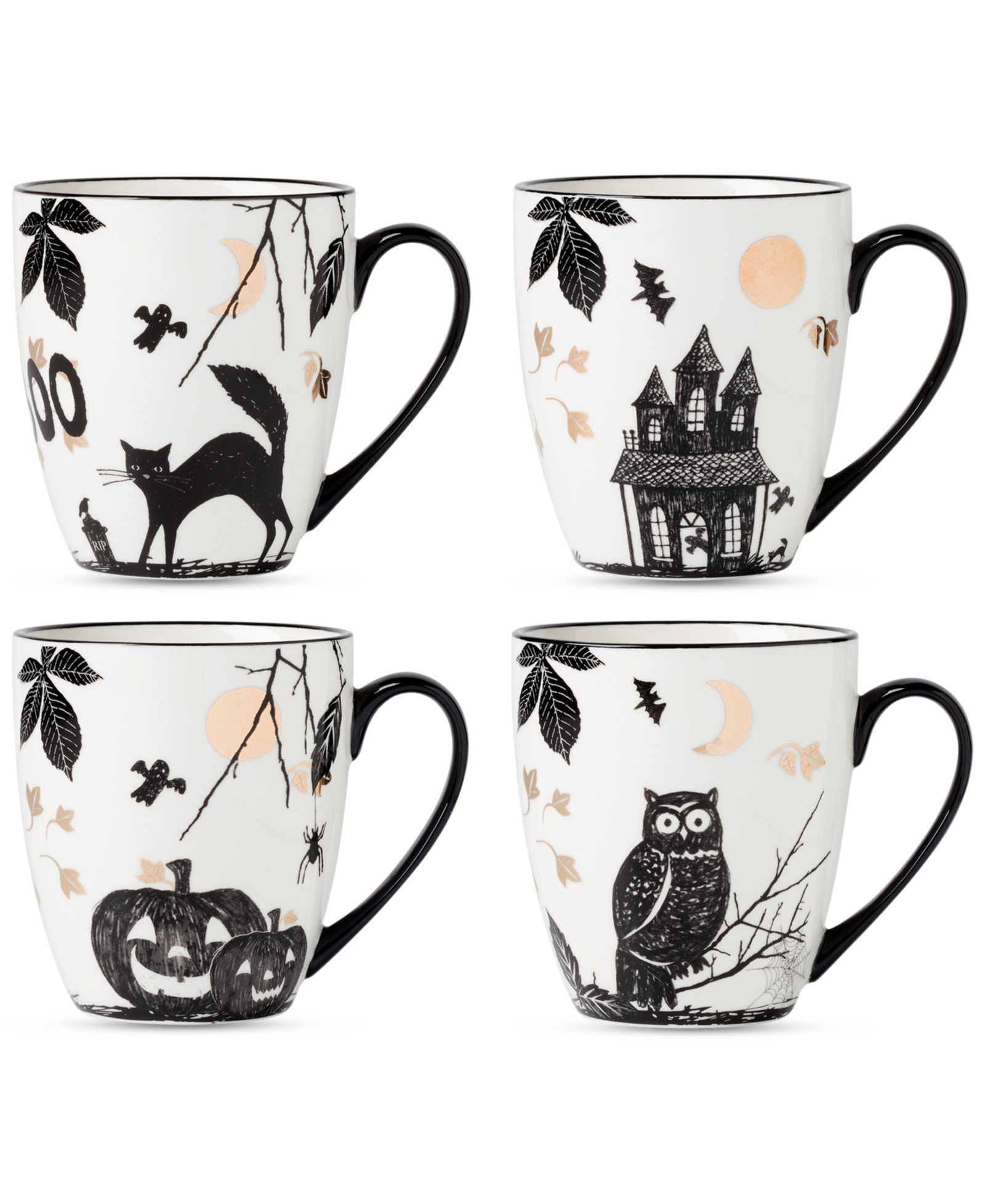 Lenox Assorted Haunted Halloween Mugs, Set of 4