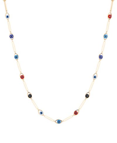 Unwritten Multi Color Evil Eye Paperclip Necklace