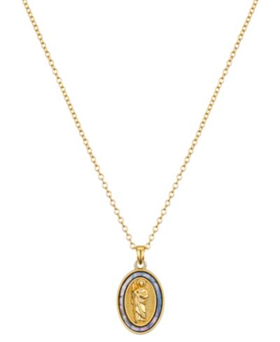 Unwritten Light Blue Enamel Saint Pendant Necklace