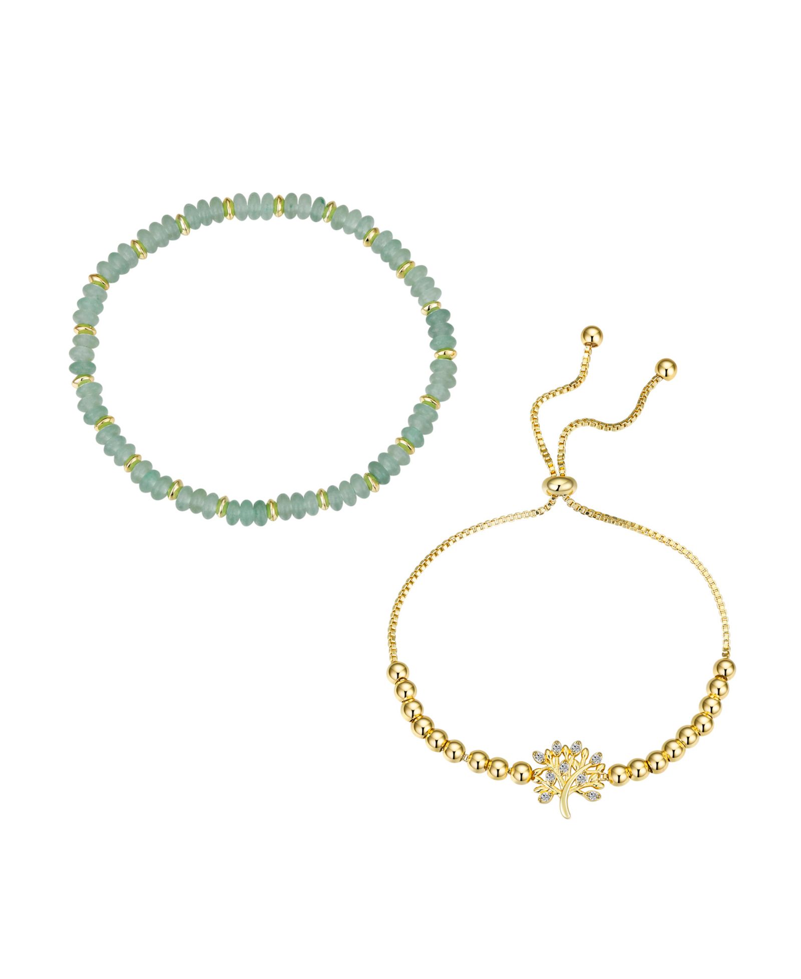 Браслет Unwritten Green Aventurine Stretch and Family Tree Bolo Set