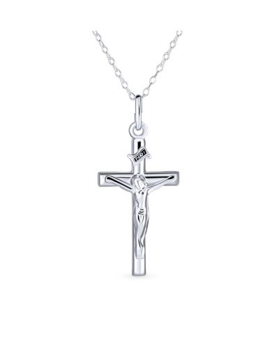 Подвеска-крест Bling Jewelry Christian Catholic Religious Jesus Inri Crucifix Sterling Silver 1.25 Inch
