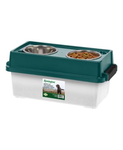 Remington 13 Lbs/12 Qt Medium Elevated Dog Food Bowl with Airtight Pet Food Storage Container, Green