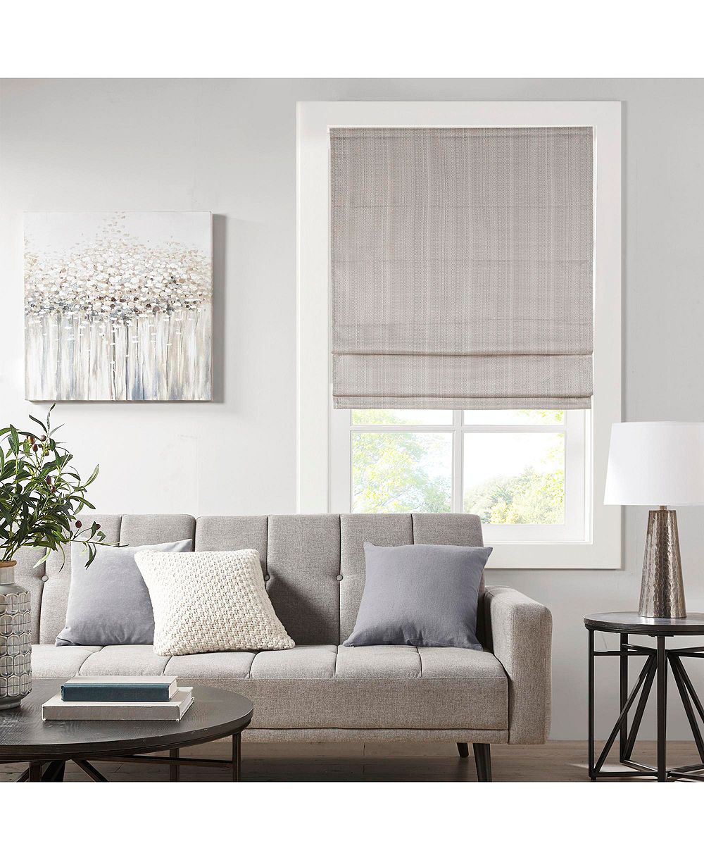 Madison Park Basketweave Blackout Cordless Roman Shade, Single Panel for Bedroom, Thermal Insulated Window Blind Treatment