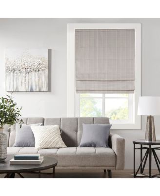 Madison Park Basketweave Blackout Cordless Roman Shade, Single Panel for Bedroom, Thermal Insulated Window Blind Treatment